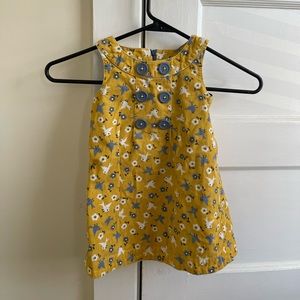Mini Boden Mustard Corduroy Pinnie - Birds and Flowers